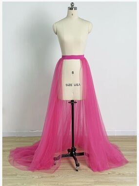 Pink Sheer Tulle Overlay Skirt